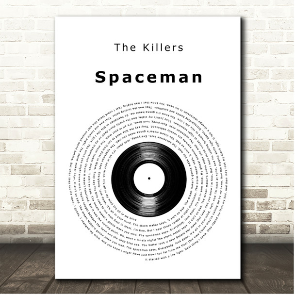 The Killers Spaceman Vinyl Record Song Lyric Print