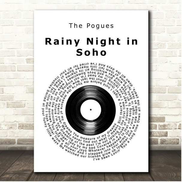 The Pogues A Rainy Night In Soho Vinyl Record Song Lyric Print