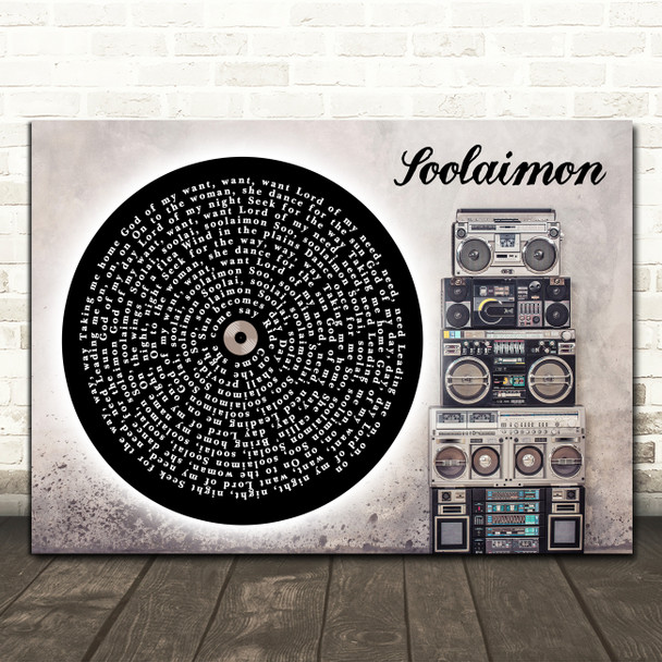 Neil Diamond Soolaimon Vinyl Record & Boom Box Song Lyric Print