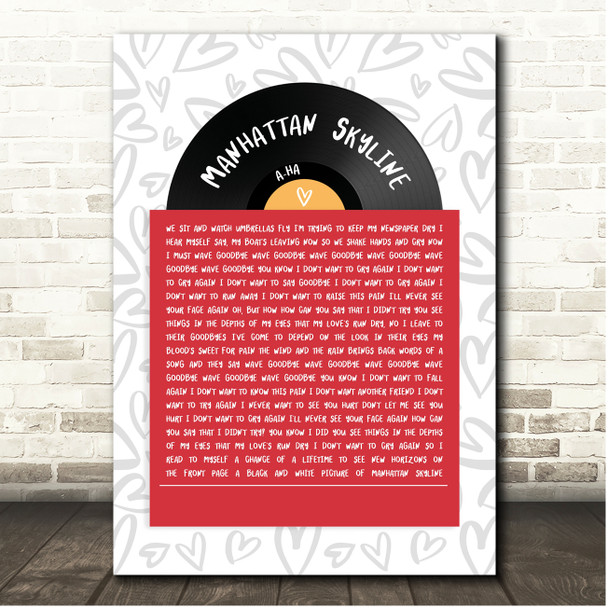 a-ha Manhattan Skyline Vinyl Record In Sleeve Hearts Song Lyric Print