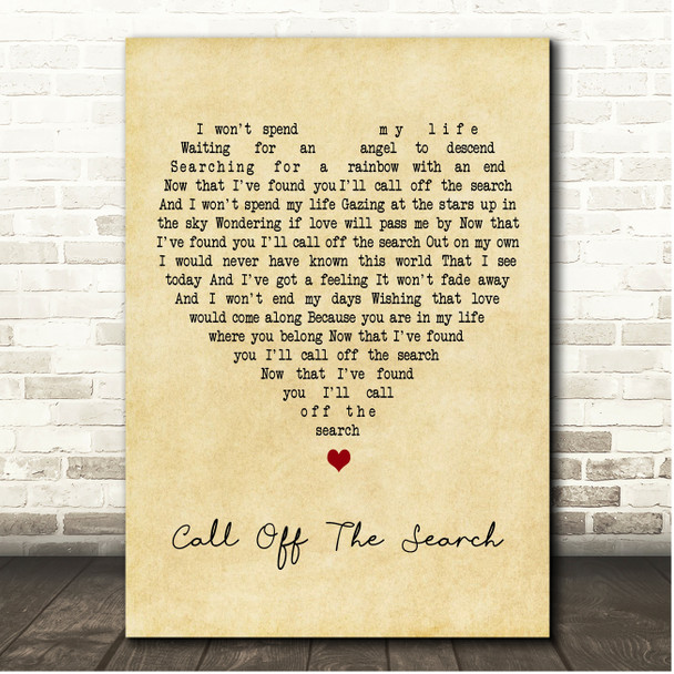 Katie Melua Call Off The Search Vintage Heart Song Lyric Print