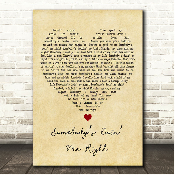 Keith Whitley Somebodys Doin Me Right Vintage Heart Song Lyric Print