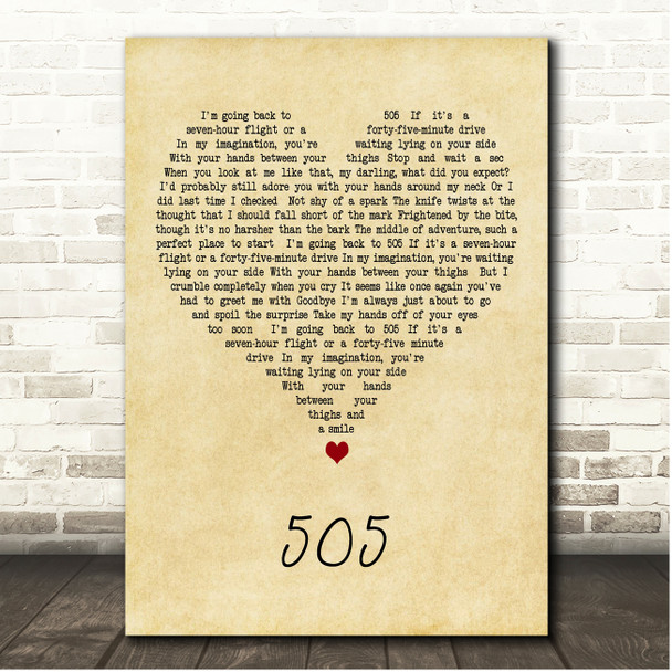 Arctic Monkeys 505 Vintage Heart Song Lyric Print