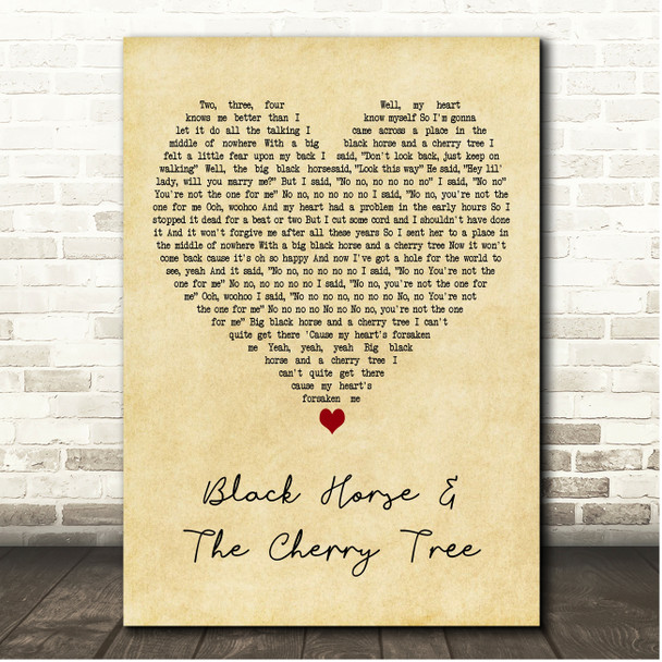 KT Tunstall Black Horse & The Cherry Tree Vintage Heart Song Lyric Print