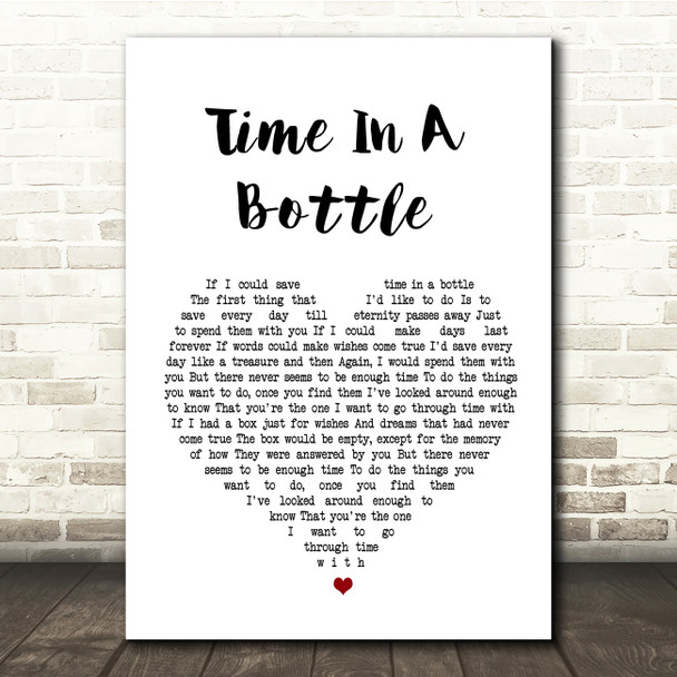 Jim Croce Time In A Bottle White Heart Song Lyric Quote Print