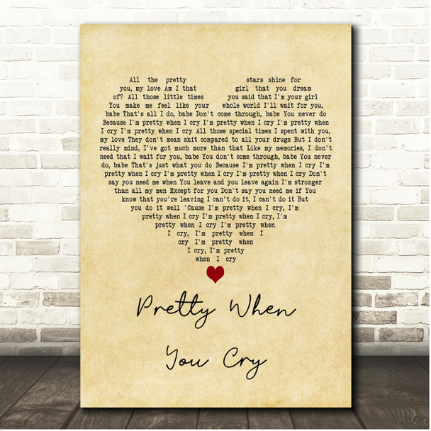 Lana Del Rey Pretty When You Cry Vintage Heart Song Lyric Print