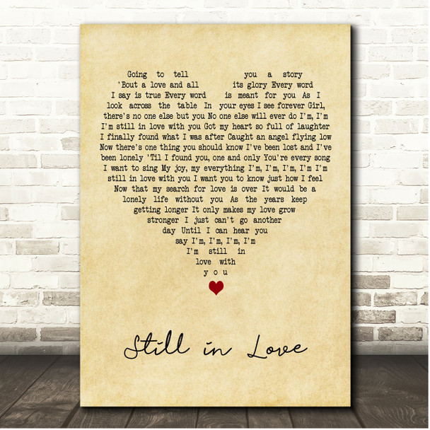 Lionel Richie Still in Love Vintage Heart Song Lyric Print