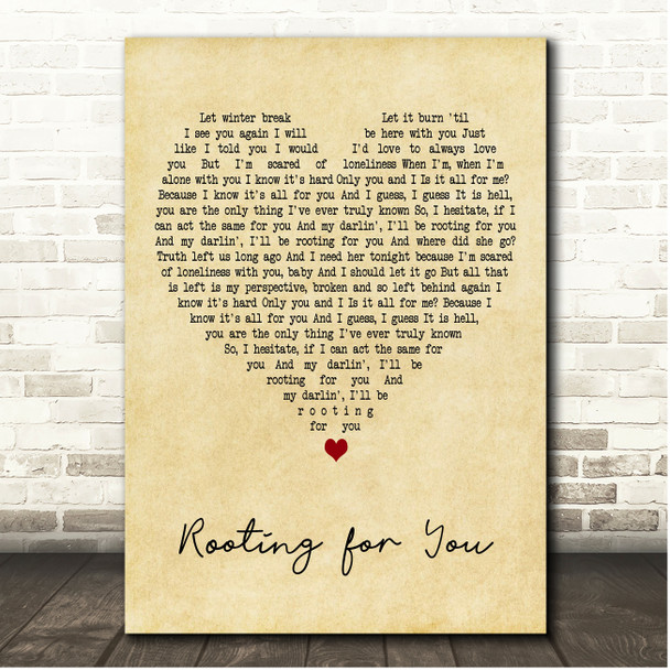 London Grammar Rooting for You Vintage Heart Song Lyric Print