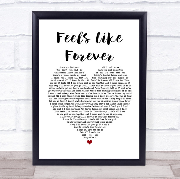 Joe Cocker Feels Like Forever White Heart Song Lyric Quote Print