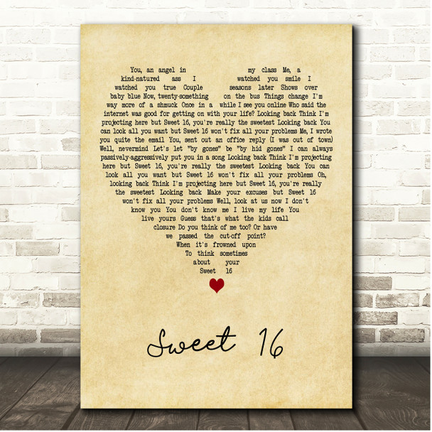 Matt Maltese Sweet 16 Vintage Heart Song Lyric Print