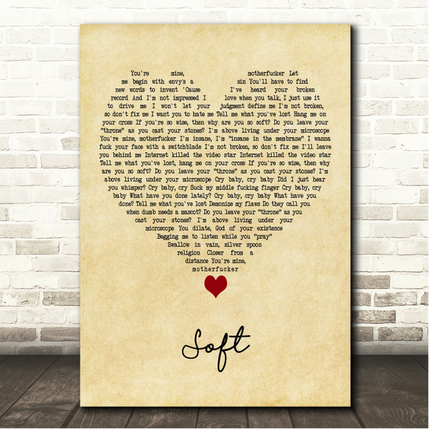 Motionless in White Soft Vintage Heart Song Lyric Print