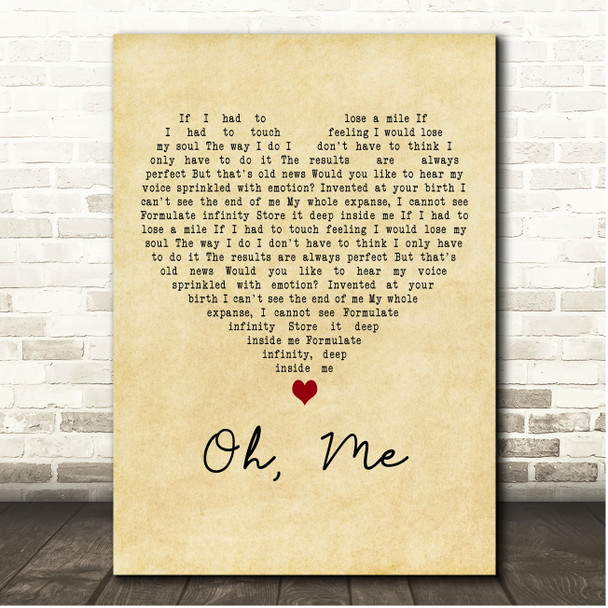 Nirvana Oh, Me Vintage Heart Song Lyric Print