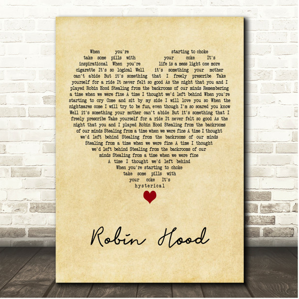 Ocean Colour Scene Robin Hood Vintage Heart Song Lyric Print