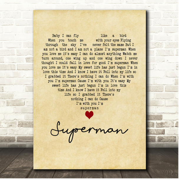 Barbra Streisand Superman Vintage Heart Song Lyric Print