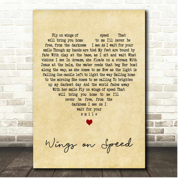 Paul Weller Wings of Speed Vintage Heart Song Lyric Print