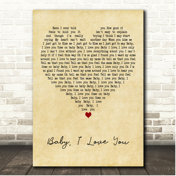 Ramones Baby, I Love You Vintage Heart Song Lyric Print