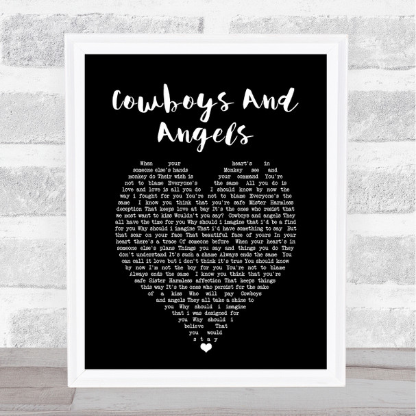George Michael Cowboys And Angels Black Heart Song Lyric Quote Print