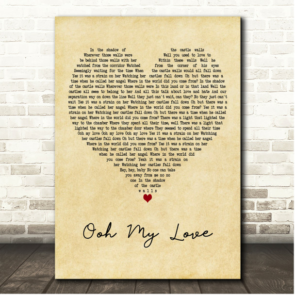 Stevie Nicks Ooh My Love Vintage Heart Song Lyric Print