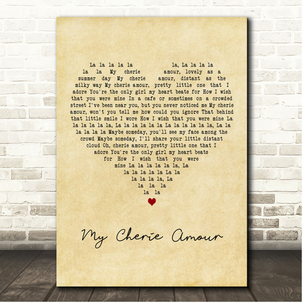 Stevie Wonder My Cherie Amour Vintage Heart Song Lyric Print