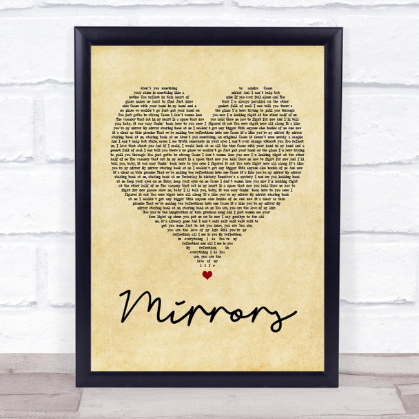 Justin Timberlake Mirrors Vintage Heart Song Lyric Quote Print