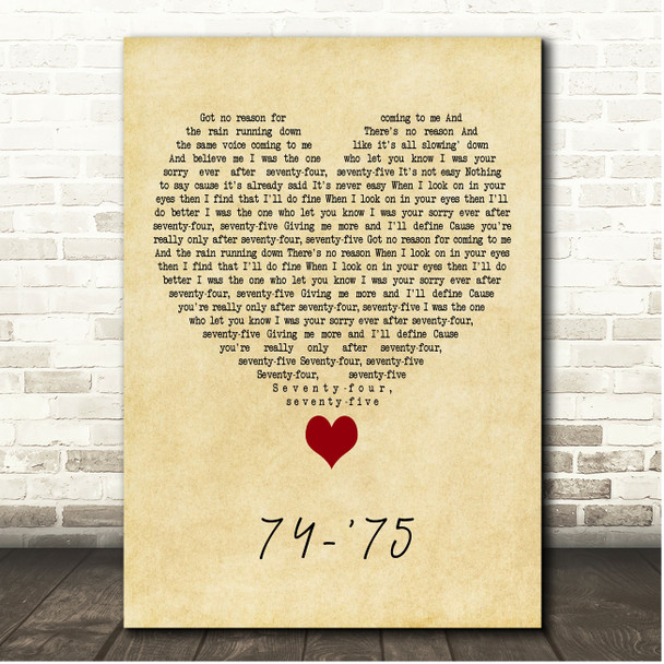 The Connells 74-'75 Vintage Heart Song Lyric Print