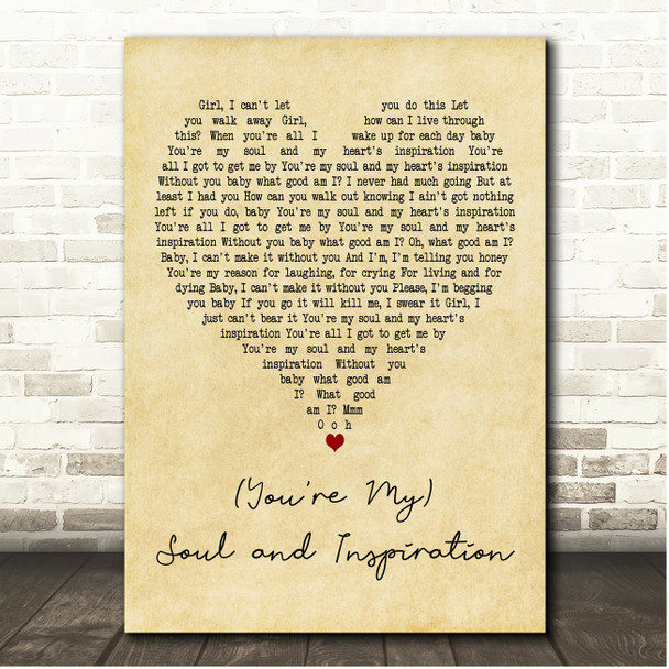 The Righteous Brothers (Youre My) Soul and Inspiration Vintage Heart Song Lyric Print