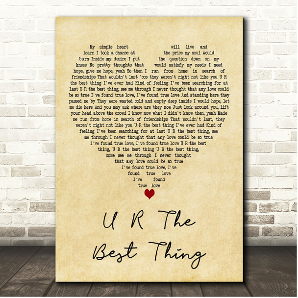 The-Dream U R The Best Thing Vintage Heart Song Lyric Print