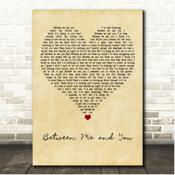 Brandon Flowers Between Me and You Vintage Heart Song Lyric Print