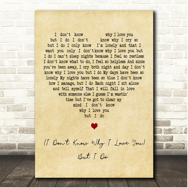 Clarence 'Frogman' Henry (I Dont Know Why) But I Do Vintage Heart Song Lyric Print