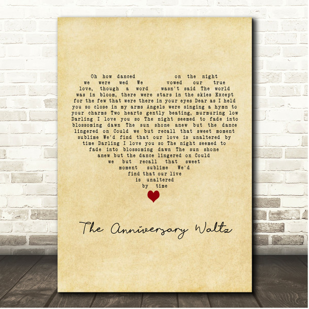 Al Jolson The Anniversary Waltz Vintage Heart Song Lyric Print