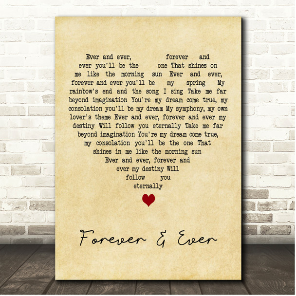 Demis Roussos Forever and Ever Vintage Heart Song Lyric Print