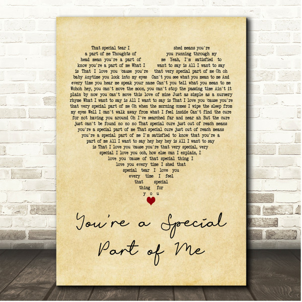 Diana Ross & Marvin Gaye Youre a Special Part of Me Vintage Heart Song Lyric Print