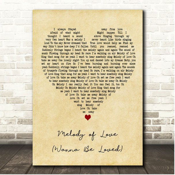 Donna Summer Melody of Love (Wanna Be Loved) Vintage Heart Song Lyric Print