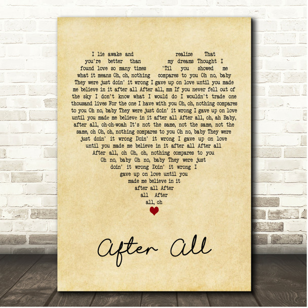 Elton John & Charlie Puth After All Vintage Heart Song Lyric Print