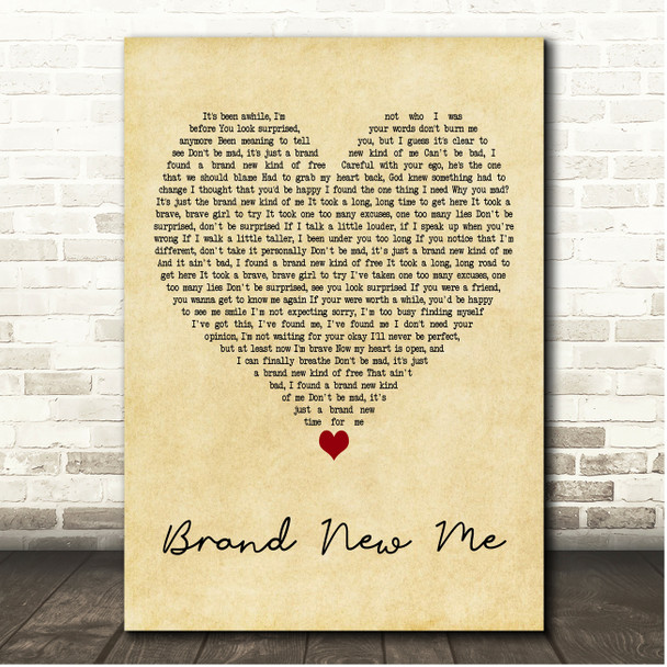 Alicia Keys Brand New Me Vintage Heart Song Lyric Print