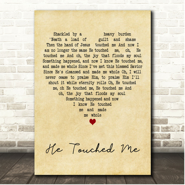 Gaither Vocal Band He Touched Me Vintage Heart Song Lyric Print