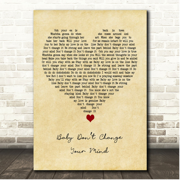 Gladys Knight & The Pips Baby Dont Change Your Mind Vintage Heart Song Lyric Print