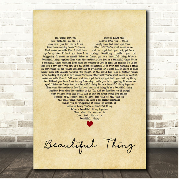 Grace VanderWaal Beautiful Thing Vintage Heart Song Lyric Print