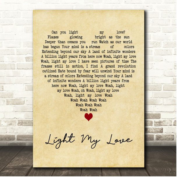 Greta Van Fleet Light My Love Vintage Heart Song Lyric Print