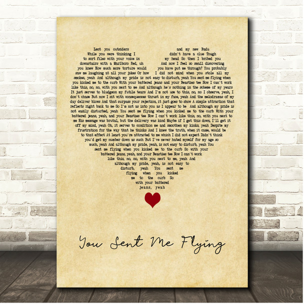 Amy Winehouse You Sent Me Flying Vintage Heart Song Lyric Print