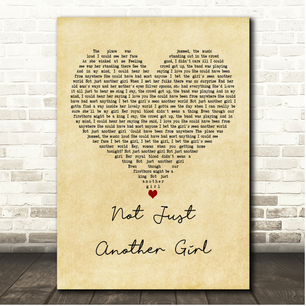 Ivan Neville Not Just Another Girl Vintage Heart Song Lyric Print