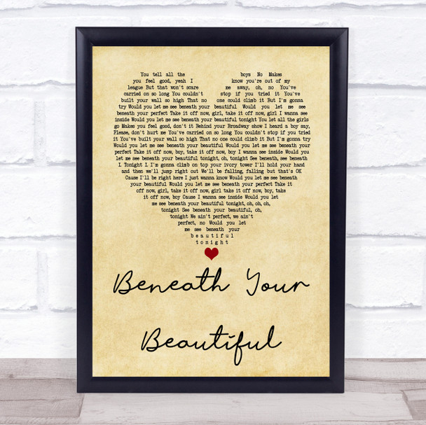 Labrinth Beneath Your Beautiful Vintage Heart Song Lyric Quote Print