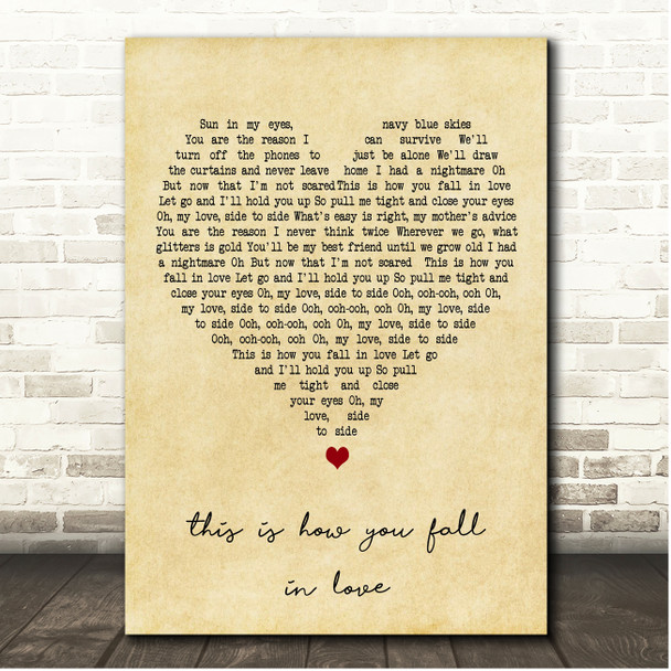 Jeremy Zucker & Chelsea Cutler this is how you fall in love Vintage Heart Song Lyric Print