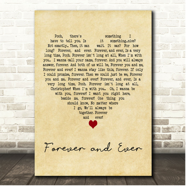 Jim Cummings & Frankie J Galasso Forever and Ever Vintage Heart Song Lyric Print