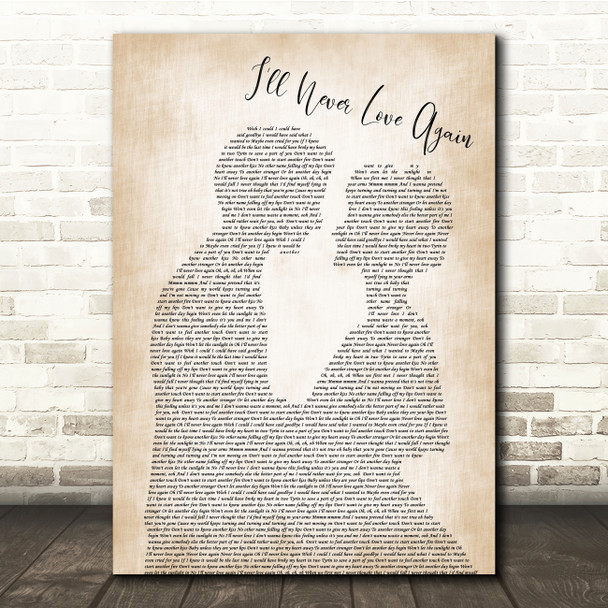 Lady Gaga & Bradley Cooper I'll Never Love Again Man Lady Song Lyric Print