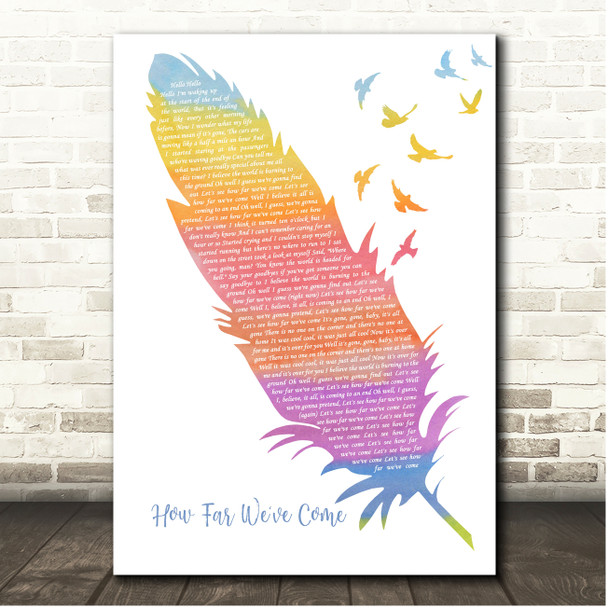 Matchbox 20 How Far We've Come Watercolour Feather & Birds Song Lyric Print