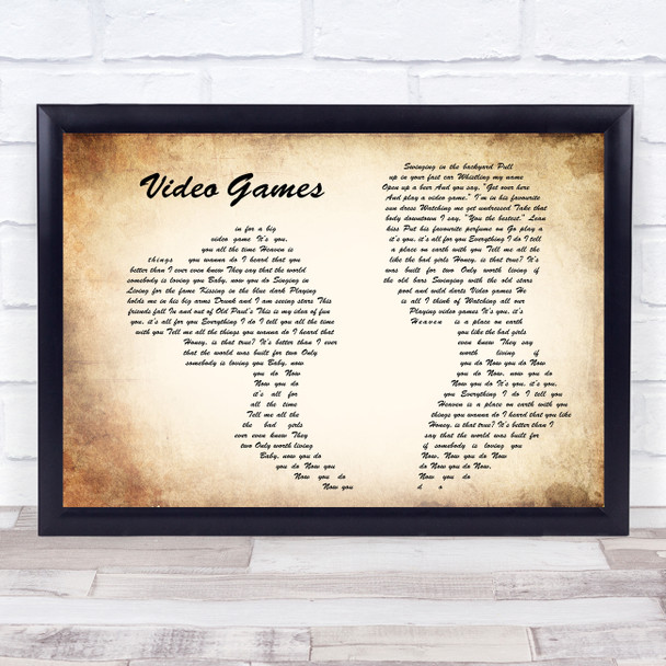 Lana Del Rey Video Games Man Lady Couple Song Lyric Quote Print