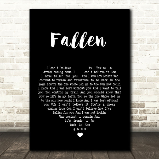 Lauren Wood Fallen Black Heart Song Lyric Quote Print