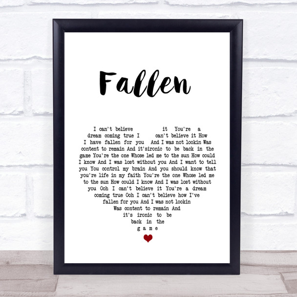 Lauren Wood Fallen White Heart Song Lyric Quote Print