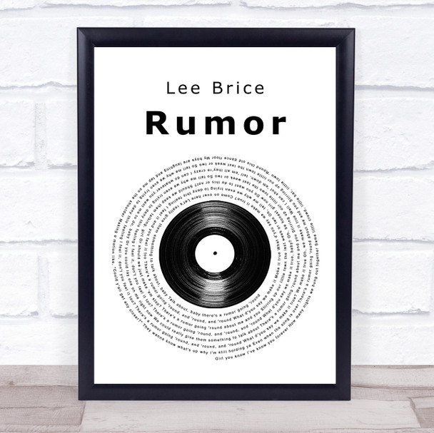 Lee Brice Rumor Vinyl Record Song Lyric Quote Print